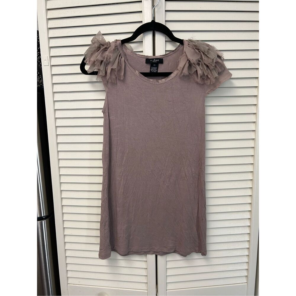 U-Knit Petite Ruffle Tunic in Mauve, Sz Small